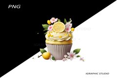 Lemon Cupcake Clipart, Fruits Cupcake Clipart Product Image 1