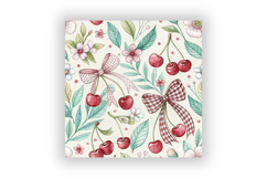Pastel Cherry Gingham Digital Paper, Seamless Watercolor Product Image 6