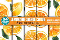 Lemonand Orange Citrus Digital Paper Background PNG Product Image 1