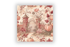 Dusty Rose Pumpkin Patch Toile Paper, Seamless Watercolor Product Image 6