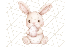 Pastel Pink Easter Bunny Egg and Flowers Clipart PNG Product Image 2