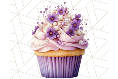 Cupcake Clipart with Florals and Pastel Frosting Png, Spring Product Image 2