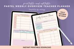 Pastel Weekly Overview Teacher Planner | Editable Canva Product Image 1