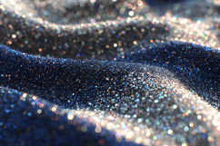 Sparkling blue fabric with glittery texture and wavy fold Product Image 1