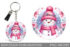 Cute Snowman Keychain Design. Christmas Keychain Sublimation Product Image 1