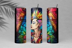 Punk Girl Stained Glass Skinny Tumbler Wrap Sublimation Product Image 6