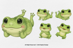 15 Bundle Watercolor Baby Frog Green Animal Pond Gama Product Image 6