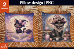 Witchy Black Cat Halloween pillow Kawaii Witch Cat Pillow Product Image 1
