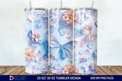 3d Pastel Butterflies &amp; Flowers Tumbler Wrap Product Image 1