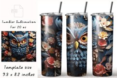 3D OWL Flowers Tumbler Wraps, 20 oz Skinny Tumbler Product Image 1