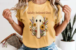 Socially Awkward Ghost PNG, Floral Halloween Sublimation Product Image 5
