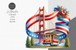 Patriotic clipart, Golden Gate Bridge clipart, USA Product Image 1