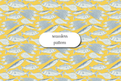 Coastal Fish Seamless Pattern on Yellow Background Product Image 1