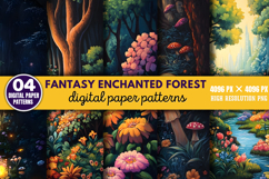 Fantasy Enchanted Forest Digital Paper Bundle PNG Product Image 7