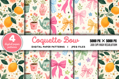 Coquette Bow Striped Background JPG Product Image 1