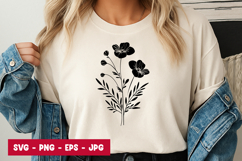 Floral Branch Watercolor Style T-Shirt Product Image 1