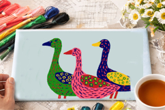 Cross stitch goose embroidery pattern digital file, geese po Product Image 6
