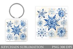 Snowflakes Keychain Design. Watercolor Snowflakes Keychain Product Image 1