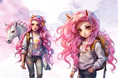 Back to School Unicorn Clipart Sublimation, Back to School Product Image 6