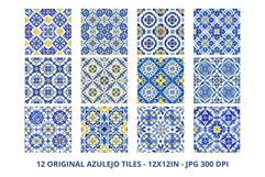 Portuguese Tiles Pattern Collection 42 Seamless Blue &amp; White Product Image 2