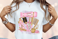 Pink Hair Salon Sublimation PNG Beauty Tools Design Product Image 6
