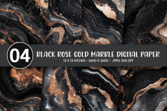 Black Rose Gold Marble Digital Paper Product Image 1