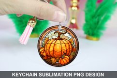 Pumpkin Keychain Sublimation, Round Keychain PNG Design Product Image 1
