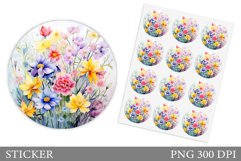 Wildflowers Sticker Template. Flowers Sticker Design Product Image 1
