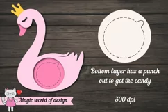 Pink Swan princess candy dome Svg, paper cut template svg Product Image 2