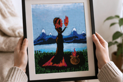 Witch fire goddess cross stitch pattern, flame spirit blue Product Image 6