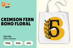 Crimson Fern Boho Floral Monogram Product Image 1