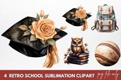 Retro School Sublimation Clipart, School Clipart PNG Product Image 1