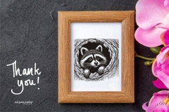 Adorable Raccoon Line Art Engraving Wildlife Vector Product Image 6