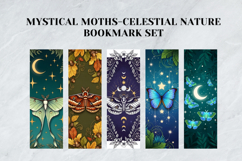 Mystical Moths Celestial Nature Bookmark Set,Printable Witch Product Image 6