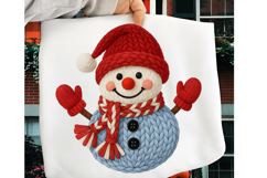 Christmas Faux Yarn Crochet Snowman PNG, Snowman PNG Product Image 1
