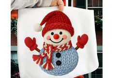 Christmas Faux Yarn Crochet Snowman PNG, Snowman PNG Product Image 1