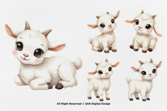 15 Bundle Watercolor Baby Goat Farm Sticker Kids Cartoon Art Product Image 6