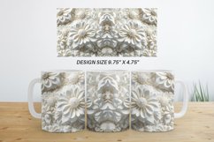 3D White Flowers Mug Wrap | Sublimation Coffee Cup Product Image 8
