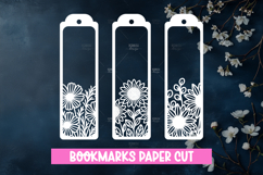 3 Floral Bookmarks Paper cut SVG Laser cut,Cricut,Silhouette Product Image 1
