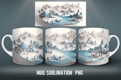 3D Winter Mug Sublimation PNG Mug Wrap Product Image 4