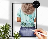 Woman in Floral Blouses Clipart PNG Product Image 6