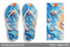 Seashell Flip Flop Sublimation. Sea Flip Flop Design Product Image 1