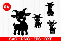 Cute Goat Cartoon Farm Animal SVG PNG Product Image 1