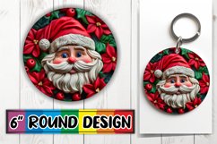 Festive 3D Santa Round Keychain Design PNG Holiday Product Image 1