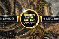 Golden Swirl Glitter Digital Papers - 04 variations Product Image 1