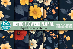 Retro Flowers Floral Patterns Bundle PNG Product Image 7