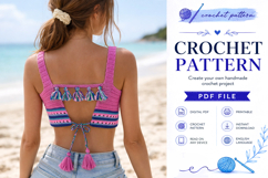 Colorblock Crochet Crop Top Pattern PDF Product Image 2