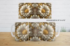 3D Golden Flowers Mug Wrap | Sublimation Coffee Cup Product Image 8