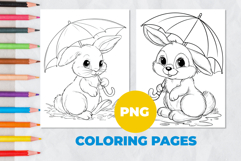 Hare under an umbrella Coloring Pages | Coloring book Product Image 1