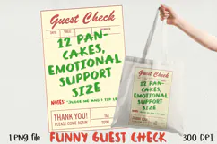 Funny Guest Check PNG Vintage Diner Style, Sublimation PNG. Product Image 1